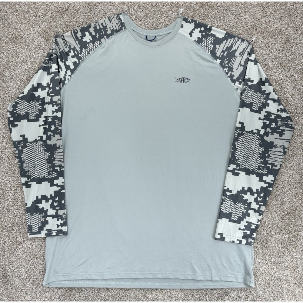 Aftco Fishing Tactical Camo Long‎ Sleeve AFTECH Top Mens XXL Performance Stretch